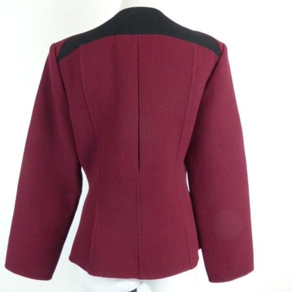 GEOFFREY BEENE COUTURE BERGDORF GOODMAN Vintage wool red black blazer Jacket 4 6 - Picture 4 of 7